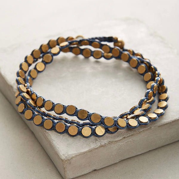 NWT Anthropologie Serefina Penny Wrap Bracelet Dark Gray and Silver Studs - Picture 15 of 15